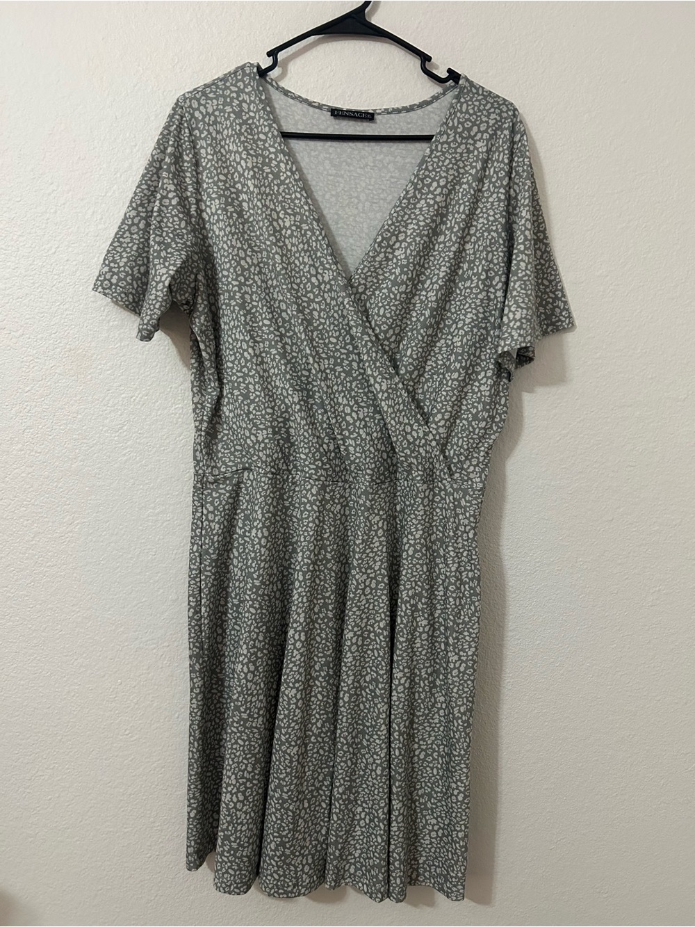 Olive Green Floral Wrap Midi Dress - Unknown Brand